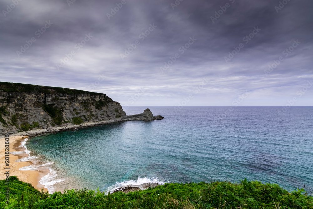 Beach of Langre and the cape of Galizano, Ribamontán al Mar, Cantabria. Spain