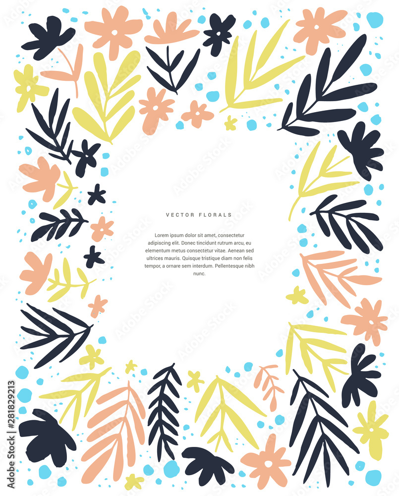 Obraz premium Floral text frame vector template