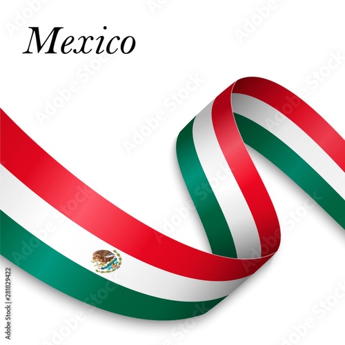 Waving ribbon or banner with flag