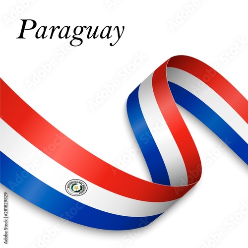 Waving ribbon or banner with flag