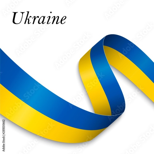 Waving ribbon or banner with flag