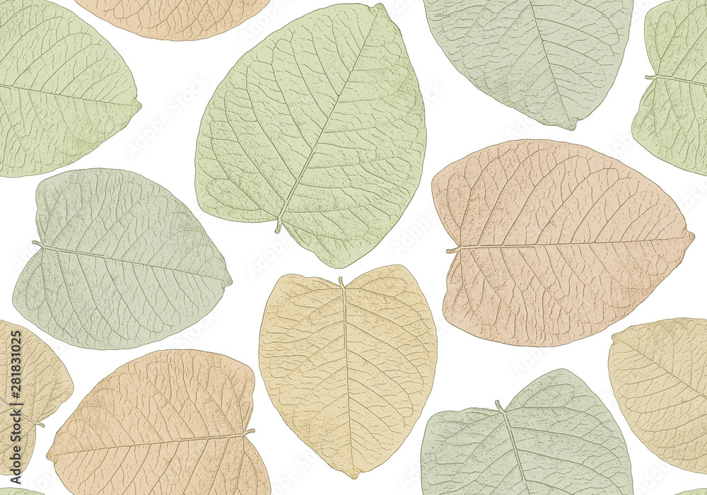 seamless pattern print of graphically stylized leaves