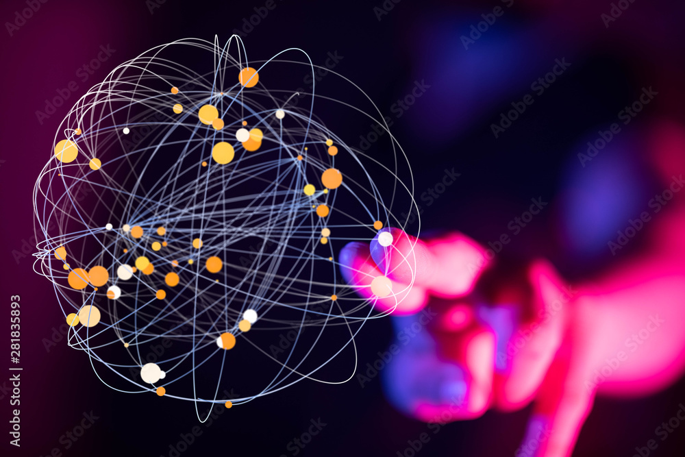 Abstract futuristic - Molecules technology with polygonal shapes on dark blue background. Abstract futuristic - Molecules technology with polygonal shapes on dark blue background.
