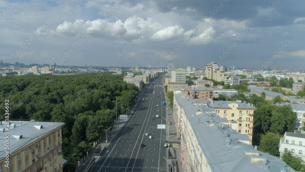 aerial view of Gagarin Square on a sunny summer day in Moscow aerial view of Gagarin Square on a sunny summer day in Moscow