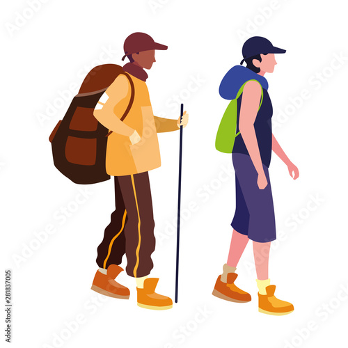 men with backpack hiking wanderlust