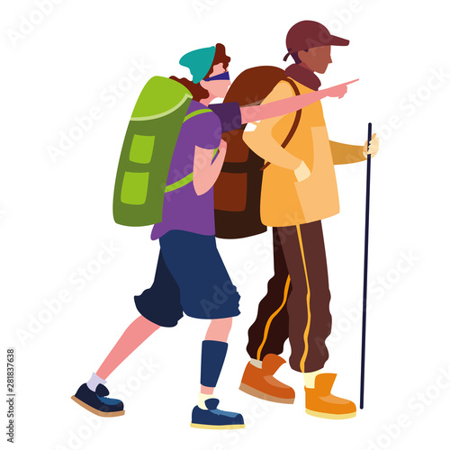 men with backpack hiking wanderlust