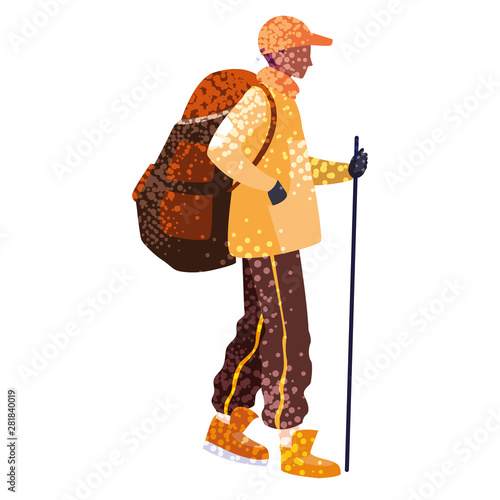 man with backpack hiking wanderlust