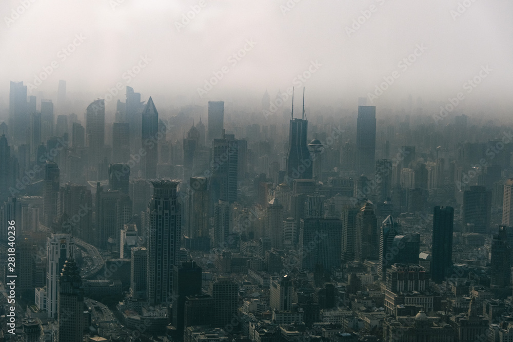 Aerial View of Shanghai Showing its Pollution Aerial View of Shanghai Showing its Pollution