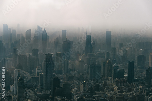 Aerial View of Shanghai Showing its Pollution