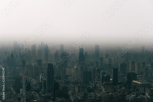 Aerial View of Shanghai Showing its Pollution