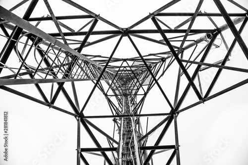 metal construction, communication mast bottom view