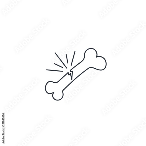 Injury. Bone fracture. Vector linear icon on a white background.