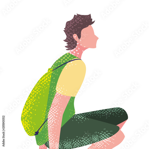 man with backpack hiking wanderlust