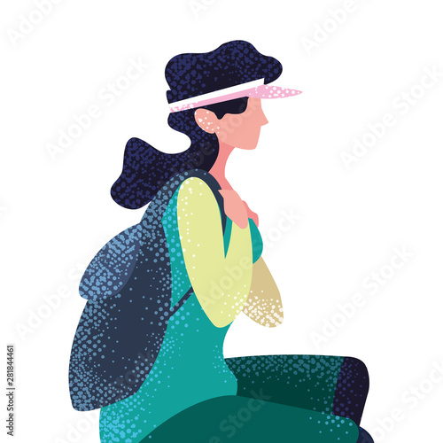 woman with backpack hiking wanderlust
