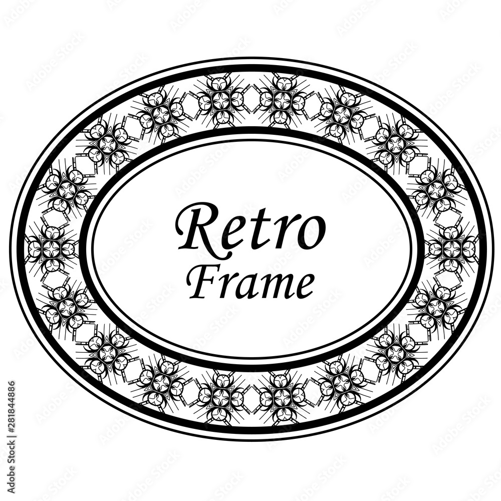 Decorative oval modern retro frame. Black border on white background Decorative oval modern retro frame. Black border on white background