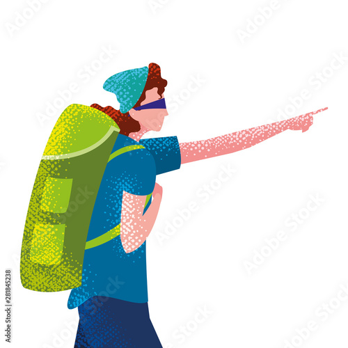 man with backpack hiking wanderlust