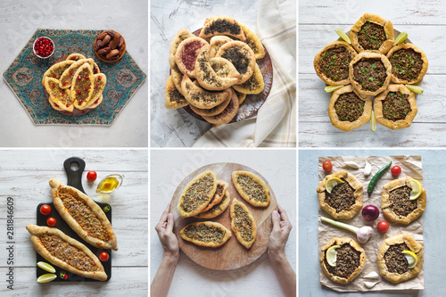 Canvastavla Food collage with a variety Arab flatbreads