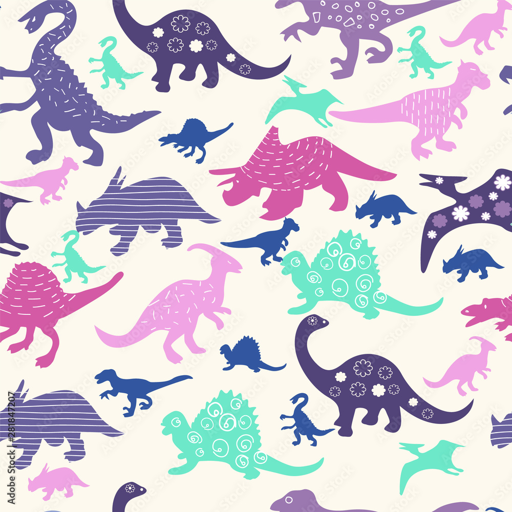 Cute abstract seamless pattern with dinosaurs. Cute abstract seamless pattern with dinosaurs.