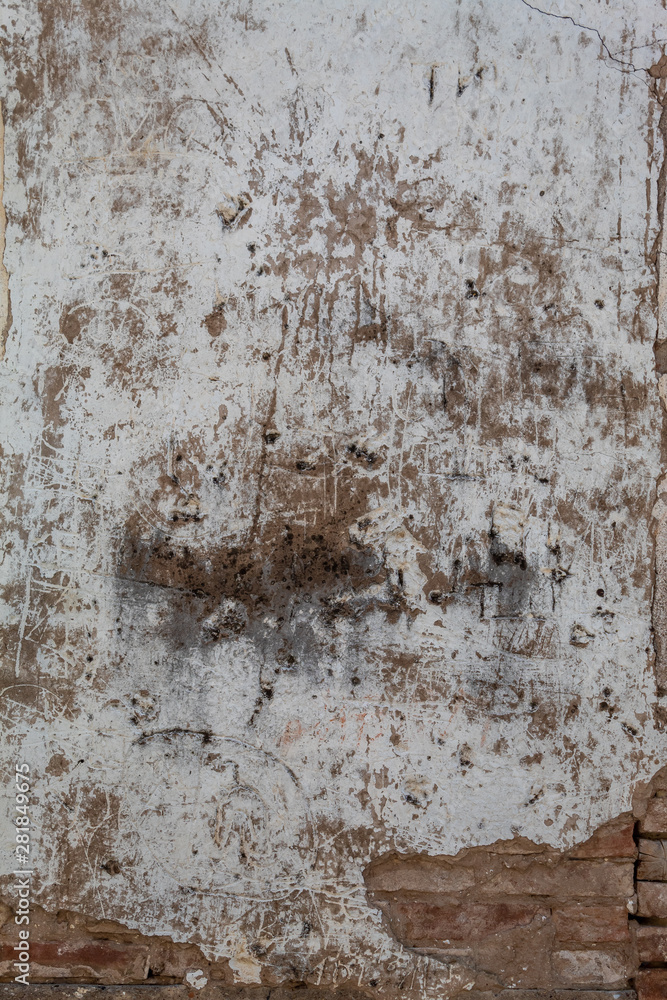 Old Weathered White Painted Concrete Wall Texture