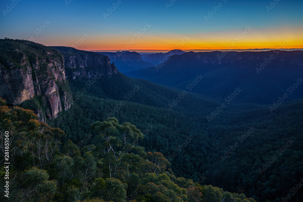blue hour at govetts leap lookout, blue mountains, australia 7