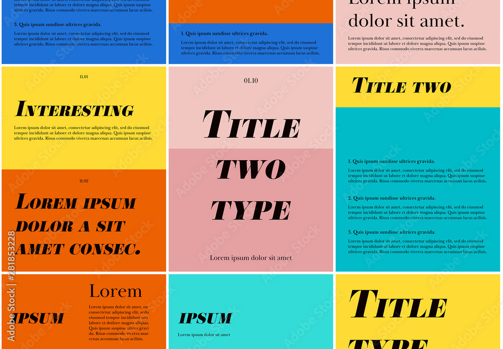 Typographic Social Post Layout Set with Bold Colors plantilla de Stock |  Adobe Stock