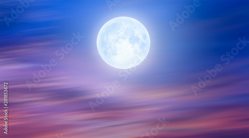 Moon over the sea with lot of stars and nebula at night "Elements of this image furnished by NASA