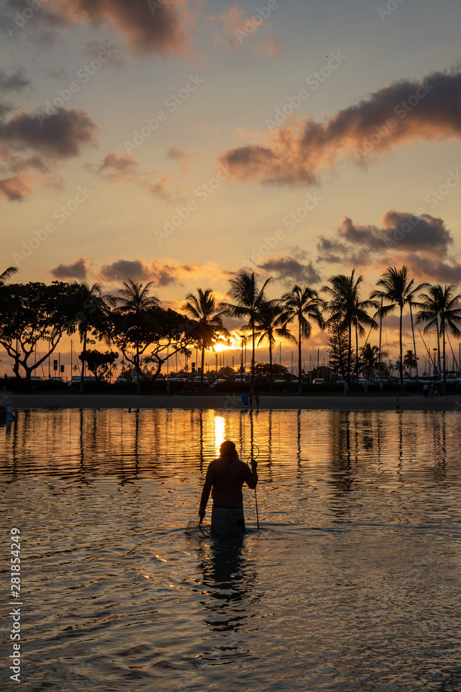 Lagoon Fisherman at Sunset