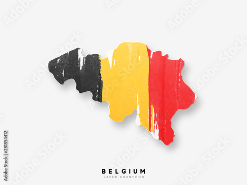 Photo Belgium detailed map with flag of country