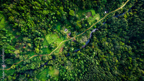 Ariel view of a border village adjoining Sinharaja Rain Forest of Sri Lanka photo