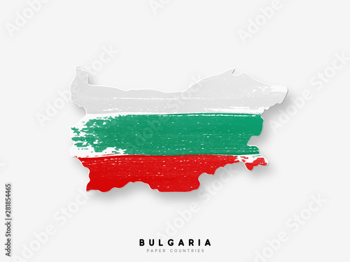 Fototapet Bulgaria detailed map with flag of country