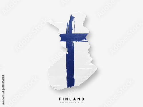Canvas Print Finland detailed map with flag of country