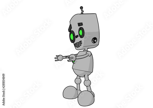 Cute Robot with Colors and Shadows