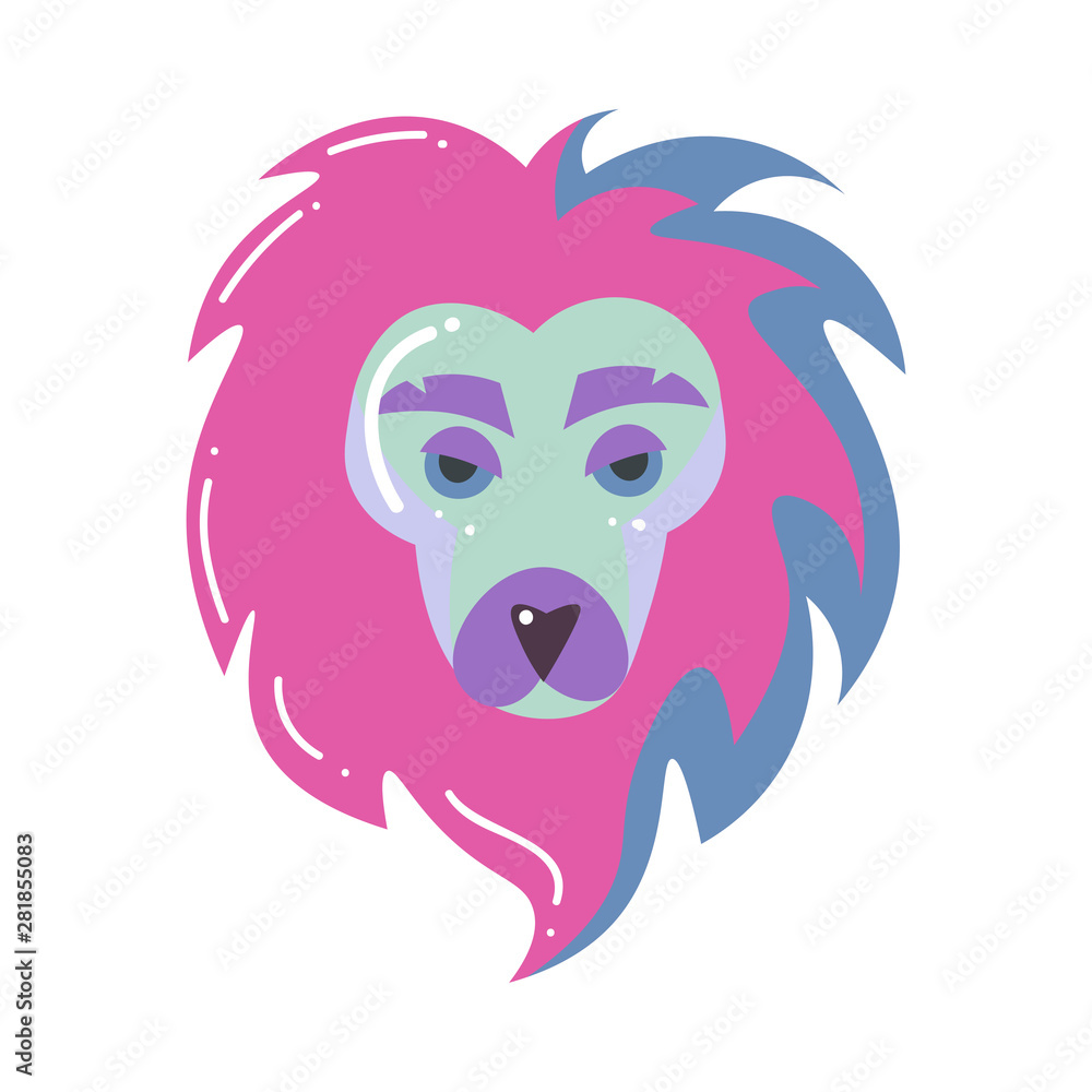 Colorful lion head, leo zodiac sign, modern design