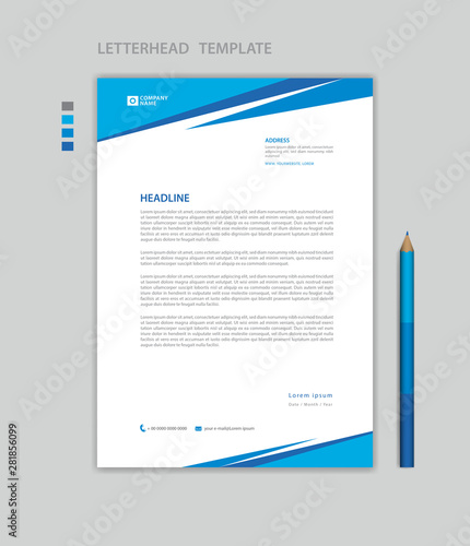 Letterhead template vector, minimalist style, printing design, business advertisement layout, Blue concept background