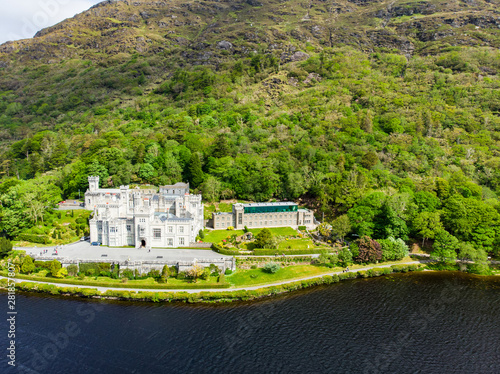 Kylemore Abbey, a monastery founded on the grounds of Kylemore Castle, in Connemara. Famous tourist attraction in County Galway, Ireland. photo