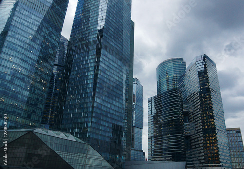 Skyscrapers of the Moscow international business center on a cloudy day             