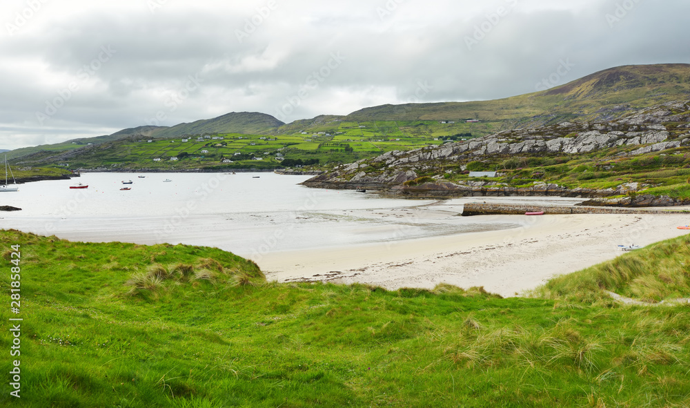 Abbey Island, the patch of land in Derrynane Historic Park, famous for ruins of Derrynane Abbey and cementery, located in County Kerry, Ireland