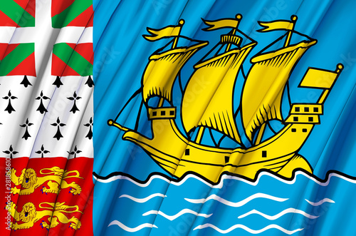 Saint-Pierre And Miquelon waving flag illustration.