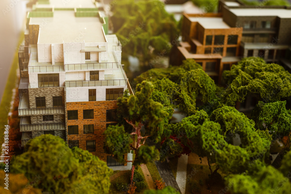 Top View of Building in a City, development buildings, transportation, energy power infrastructure.Financial and business center