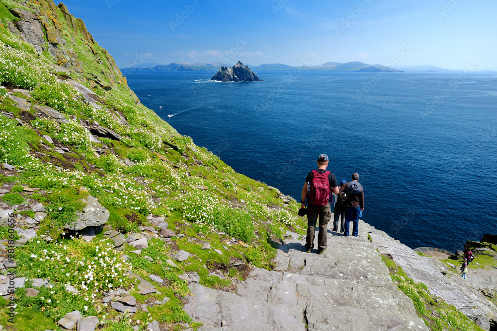 Skellig Michael or Great Skellig, home to the ruined remains of a Christian monastery. Inhabited by variety of seabirds. UNESCO World Heritage Site, Ireland.