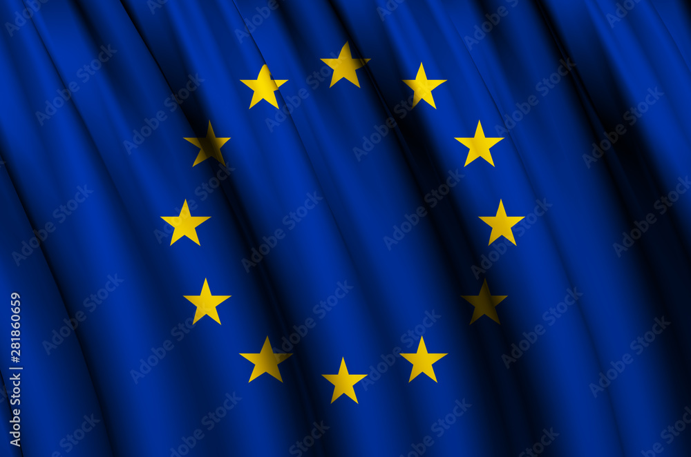 European Union waving flag illustration. European Union waving flag illustration.