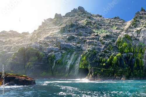 Little Skellig Island, home to many various seabirds and the second largest gannets colony in the world, County Kerry, Ireland. Tourist attractions on Irish Ring of Kerry route. photo