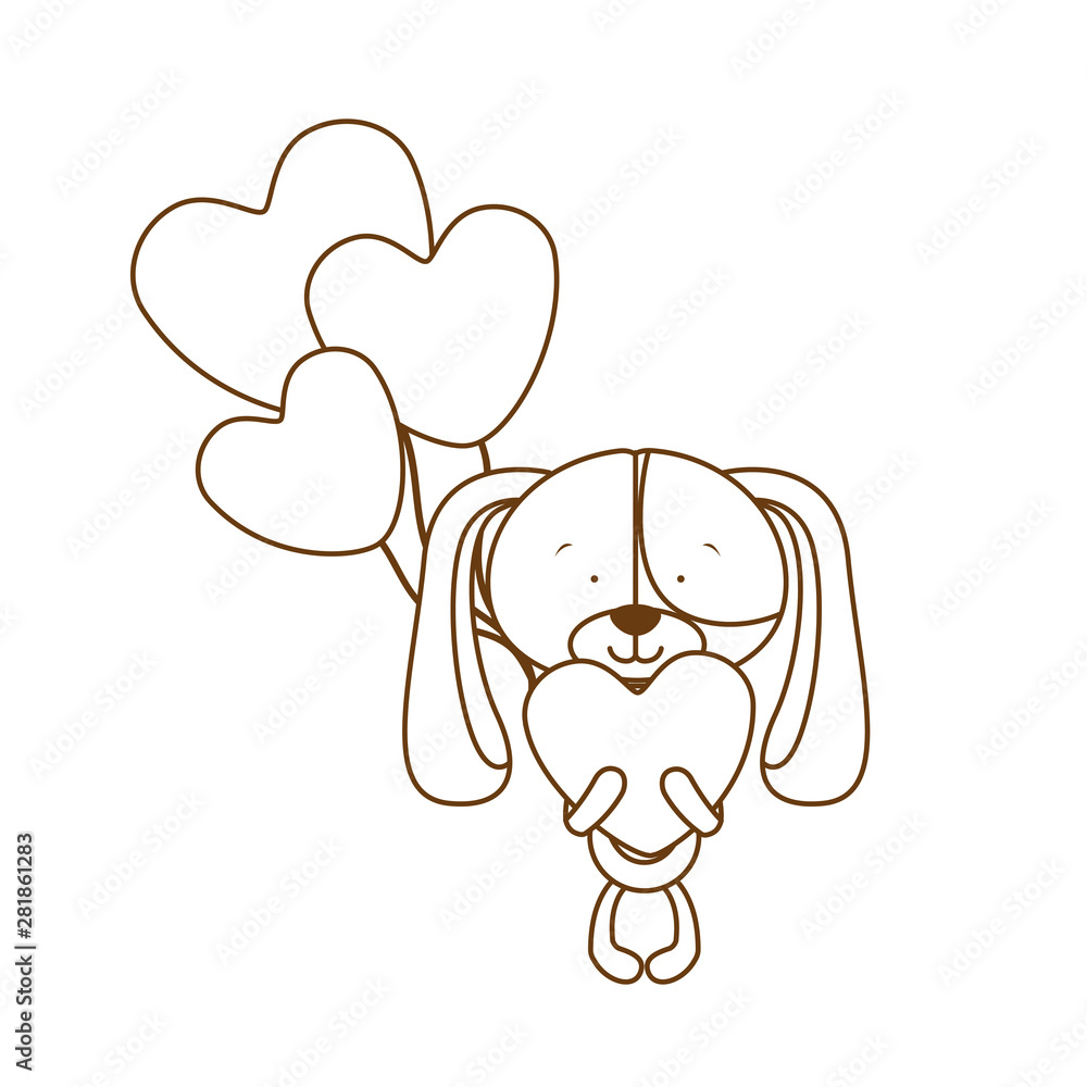 silhouette of cute puppy with helium balloons silhouette of cute puppy with helium balloons