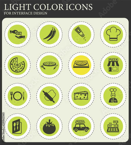 pizzeria icon set