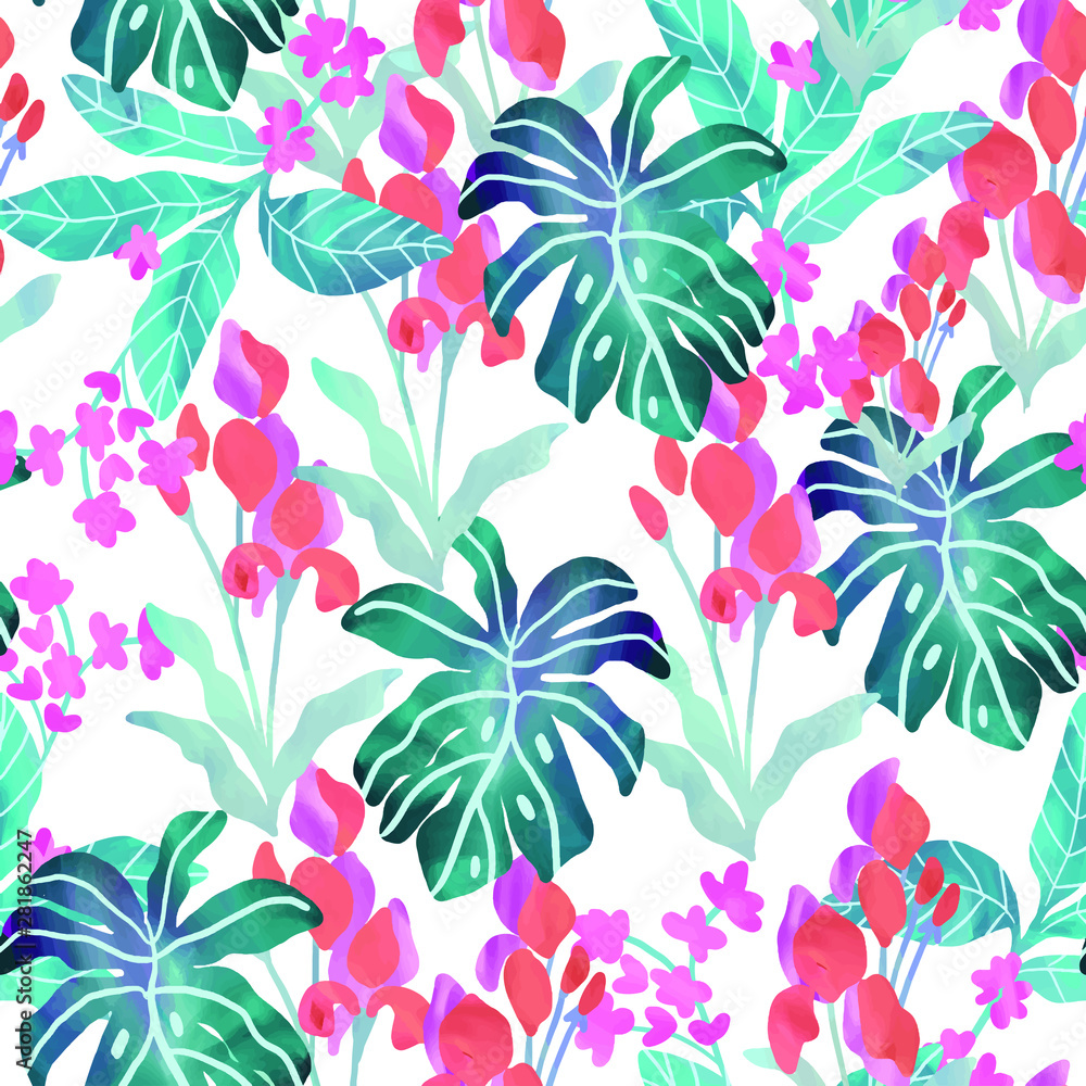 Vector illustration of a seamless floral pattern in spring for Wedding, anniversary, birthday and party. Design for banner, poster, card, invitation and scrapbook