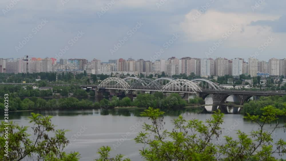 Kiev Ukaine Dnipro river left coast panorama spring landscape 4k video Kiev Ukaine Dnipro river left coast panorama spring landscape 4k video