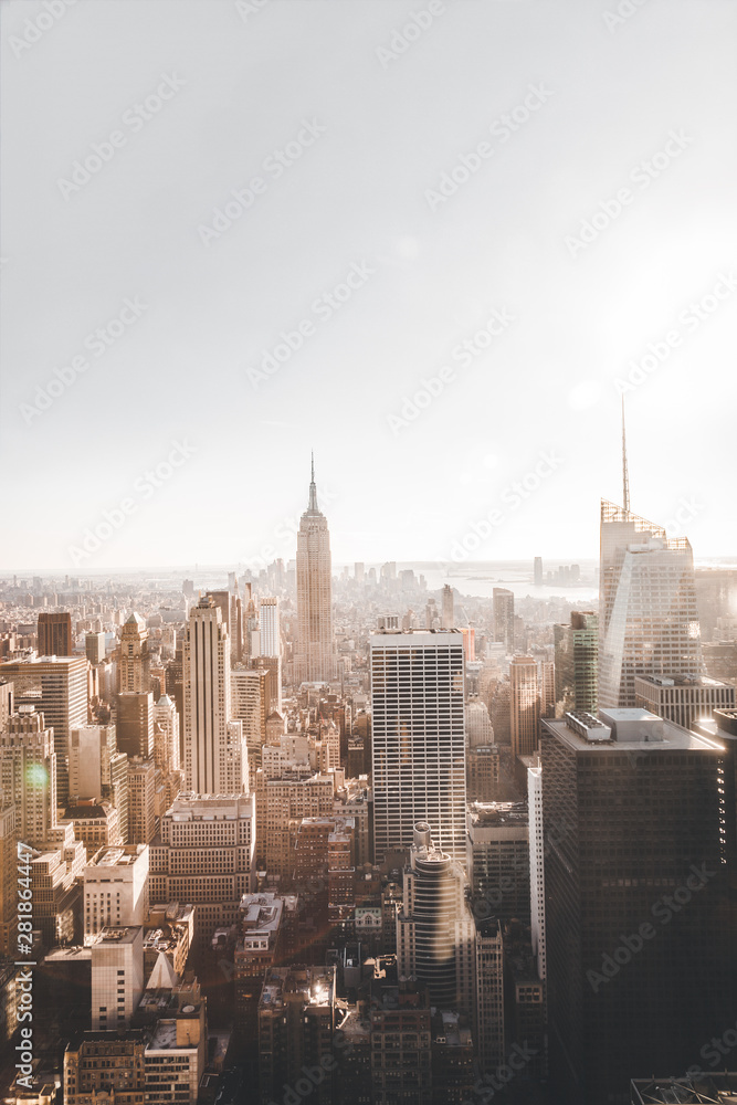 View of New York City Manhattan from skyscraper