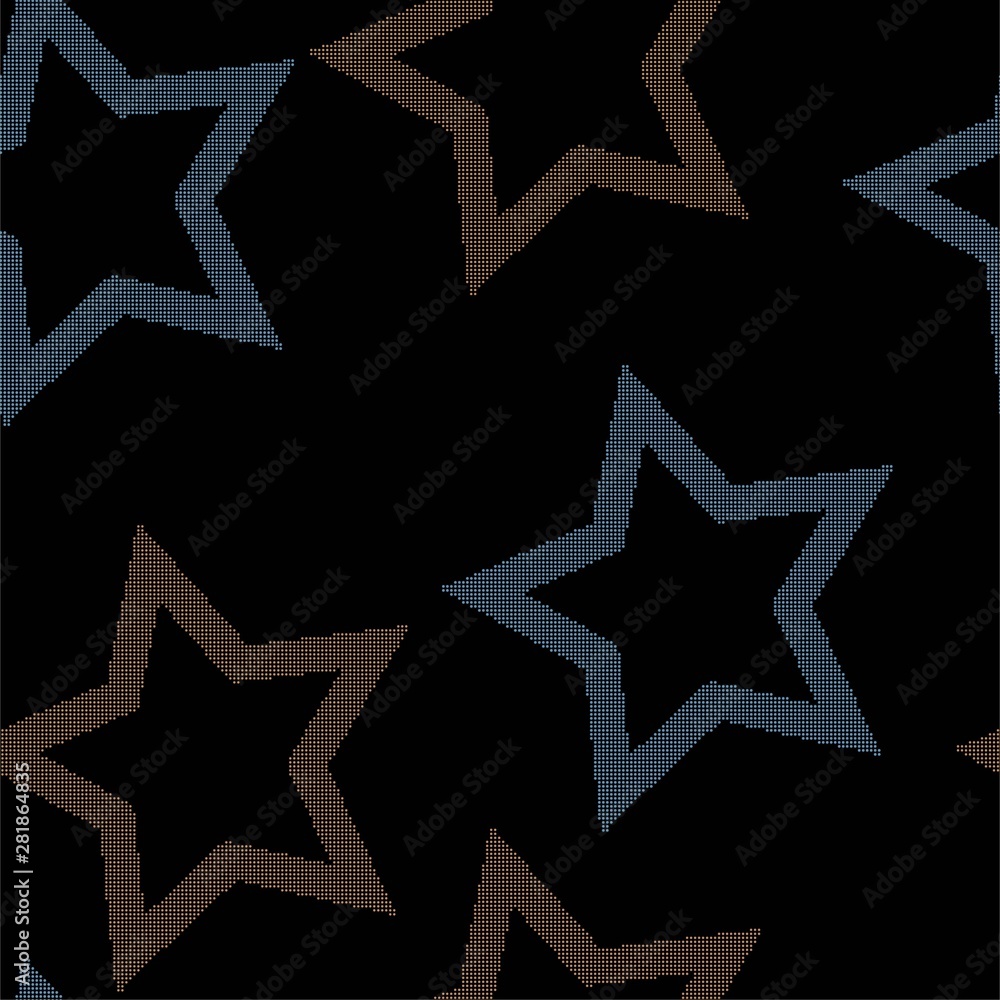 Multi-colored stars on a dark background. Seamless pattern. Multi-colored stars on a dark background. Seamless pattern.