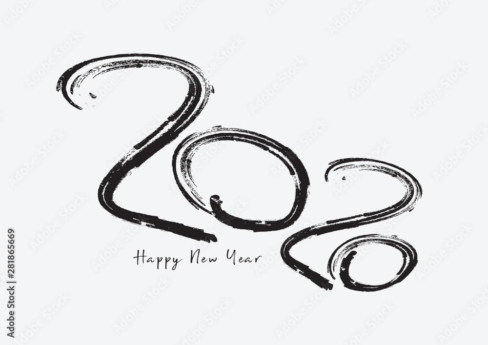 2020 text design Black color, Collection of Happy New Year and happy holidays, lettering design element, handwritten isolated on white background. Calendar 2020 2020 text design Black color, Collection of Happy New Year and happy holidays, lettering design element, handwritten isolated on white background. Calendar 2020