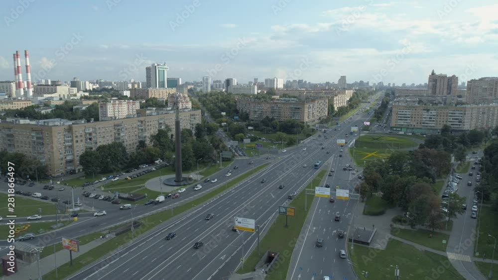 aerial view of Gagarin Square on a sunny summer day in Moscow aerial view of Gagarin Square on a sunny summer day in Moscow